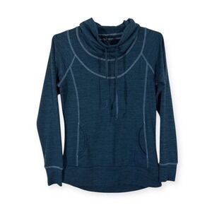Kuhl Lea Pullover Cowl Neck Thumb Loops BLUE Layer Hike Trek WOMENS SMALL